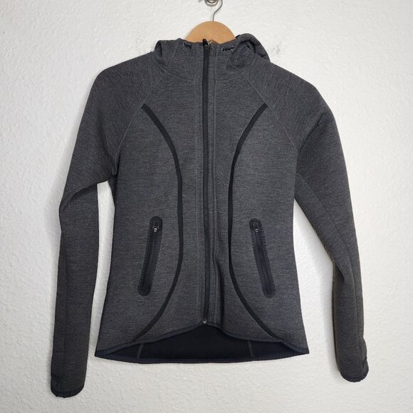 Athleta Fuse Full-Zip Scuba Hoodie Jacket Women's Size Small Gray - Picture 1 of 8